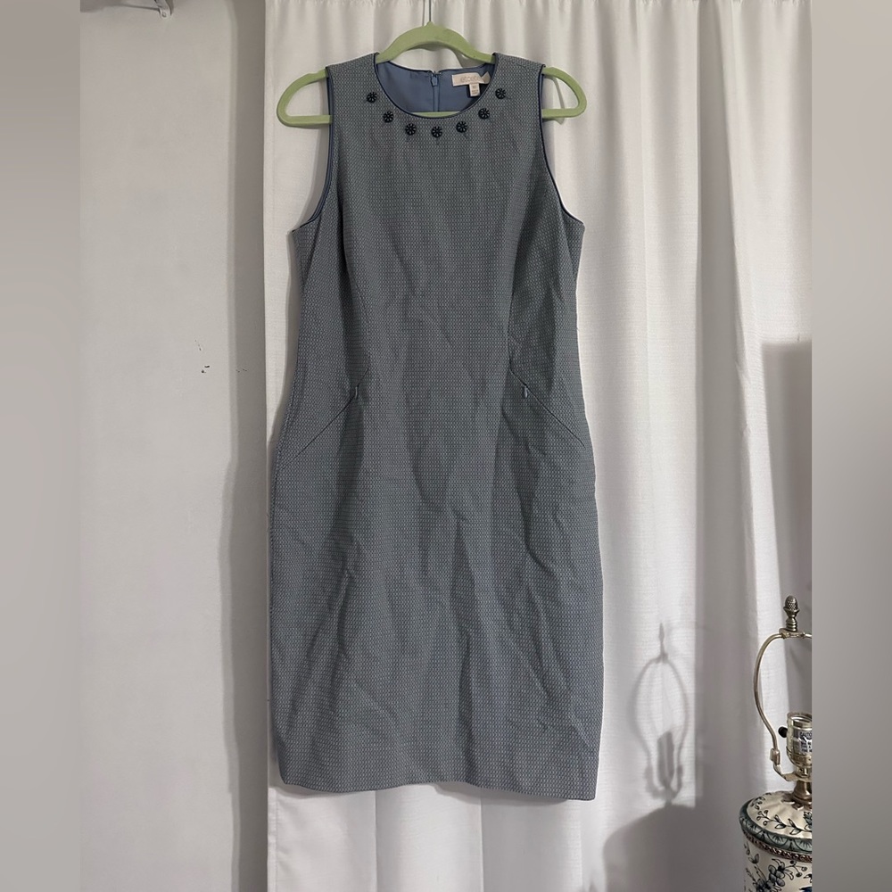 Blue detailed knit business dress!
